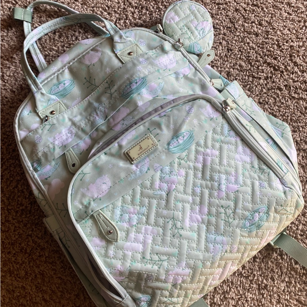 Mint Green Bird Pattern Quilted Diaper Bag - Babbleroo